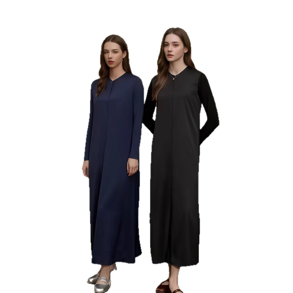 Kvinnors elegant långärmad maxi-klänning med smickrande skärning och tidlös design-Eva Jonsson