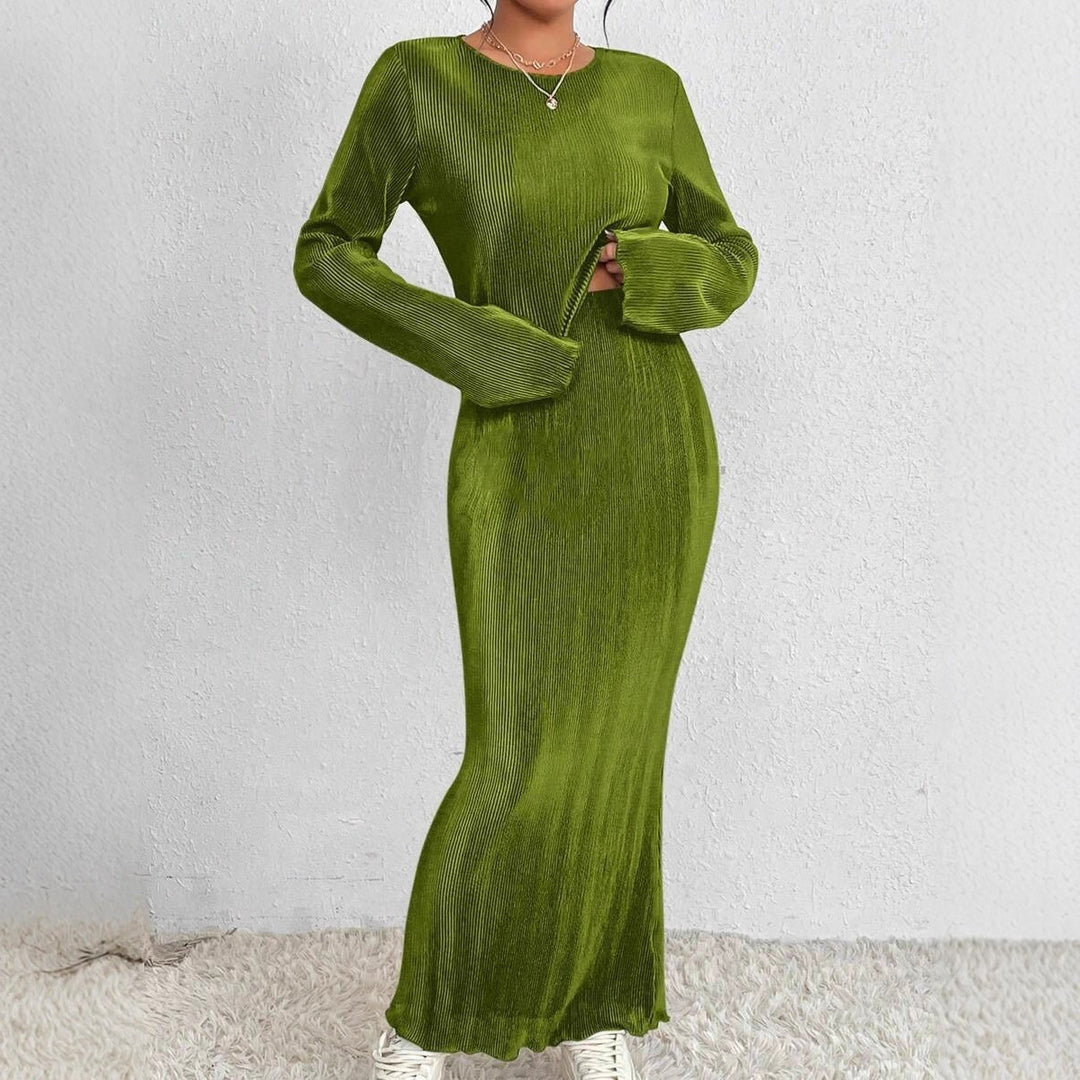 Kvinnors elegant och figurnära maxiklänning med långa ärmar Mirla-Eva Jonsson