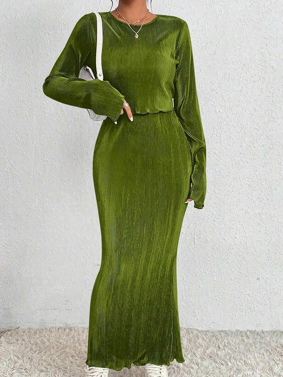 Kvinnors elegant och figurnära maxiklänning med långa ärmar Mirla-Eva Jonsson