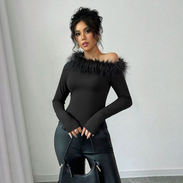 Kvinnors elegant topp med avtagbar plysch trim Mirla-Eva Jonsson