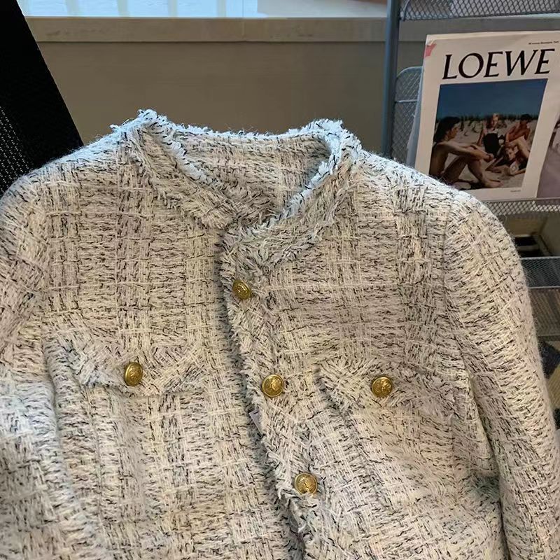 Kvinnors elegant tweedjacka med guldknappar Mirla-Eva Jonsson