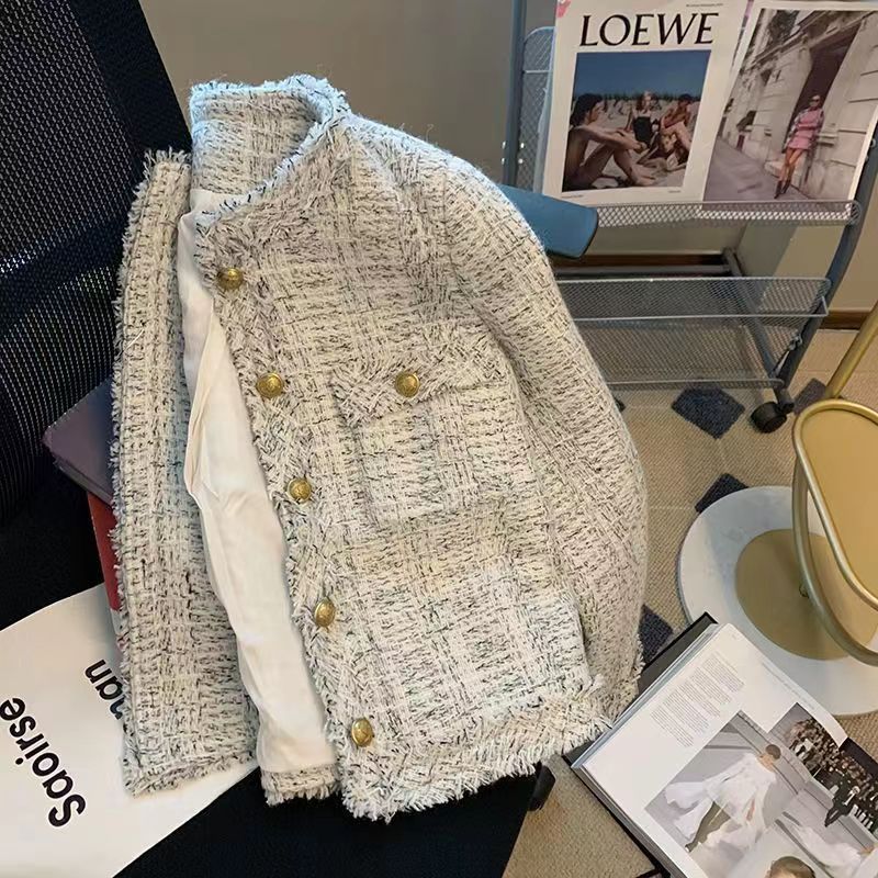 Kvinnors elegant tweedjacka med guldknappar Mirla-Eva Jonsson