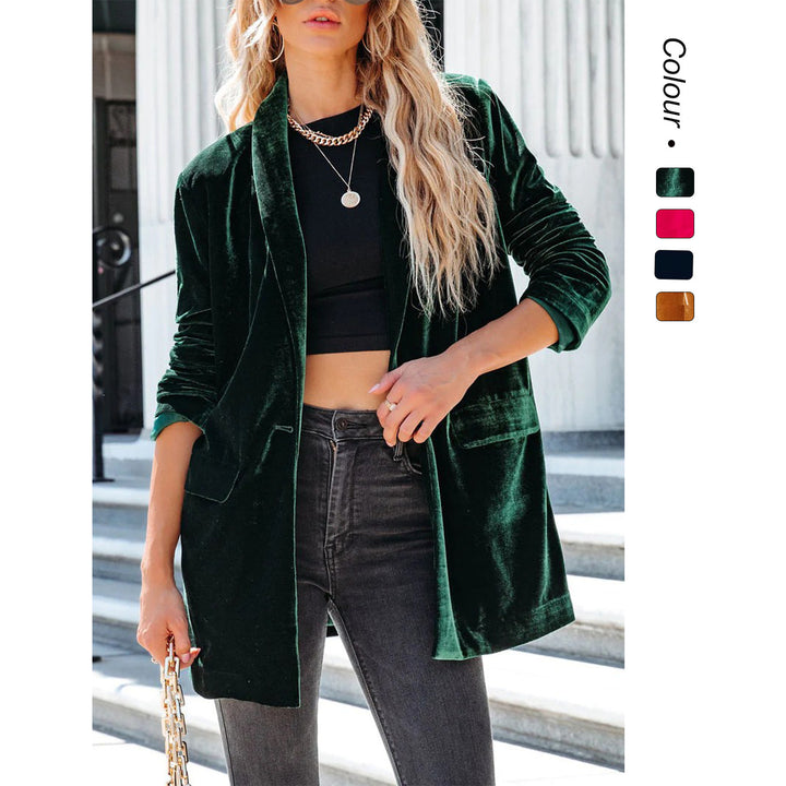 Kvinnors elegant velour cardigan med avslappnad passform och praktiska fickor Mirla-Eva Jonsson