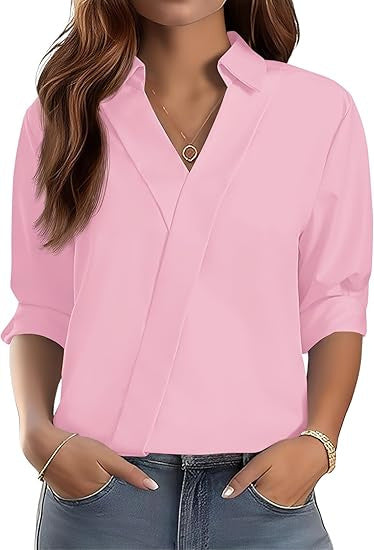 Kvinnors eleganta V-halsblus med texturerad design Mirla-Eva Jonsson