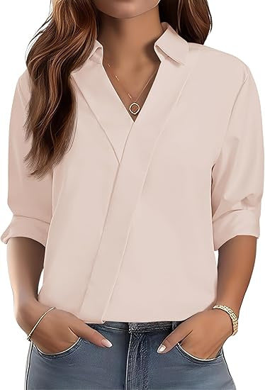 Kvinnors eleganta V-halsblus med texturerad design Mirla-Eva Jonsson