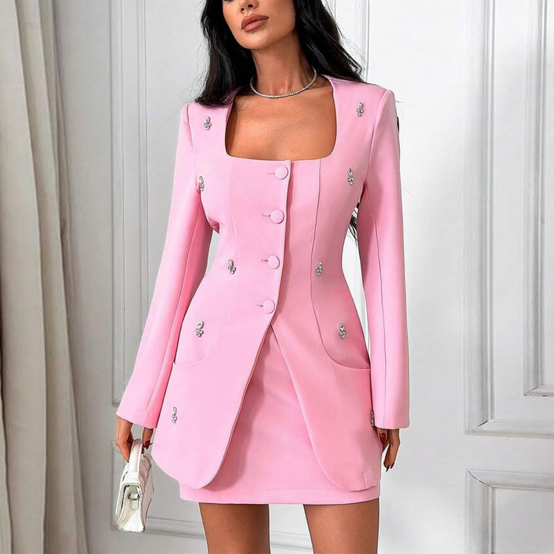 Kvinnors eleganta blazer-klänning med smakfulla knappringar-Eva Jonsson