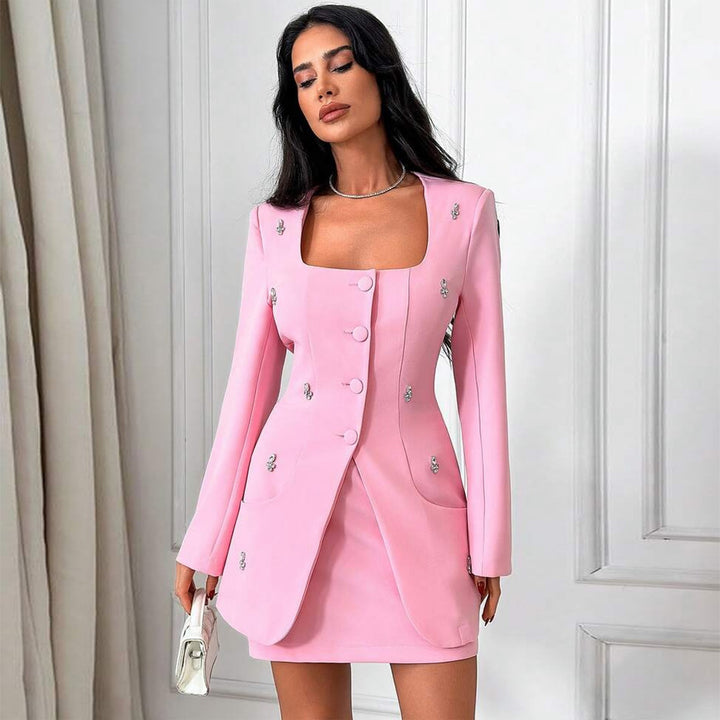 Kvinnors eleganta blazer-klänning med smakfulla knappringar-Eva Jonsson