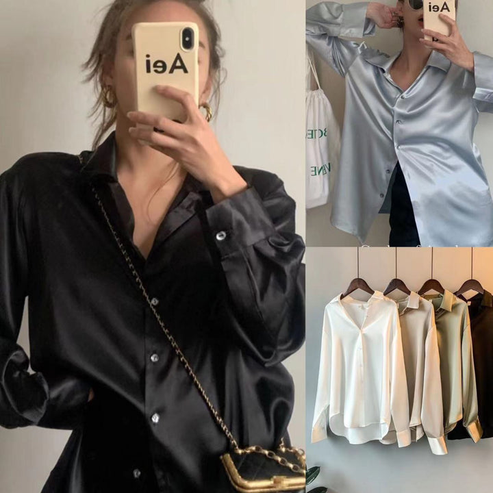 Kvinnors eleganta blus i högkvalitativt satinmaterial Mirla-Eva Jonsson