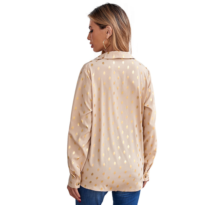 Kvinnors eleganta blus med delikat metallisk tryck och skimrande finish Mirla-Eva Jonsson