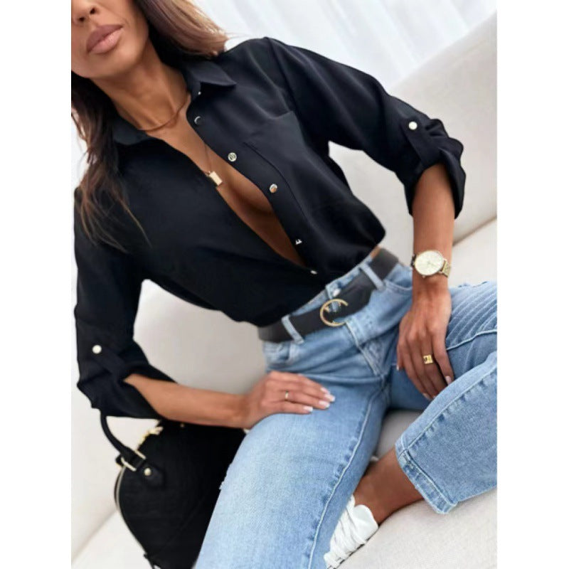 Kvinnors eleganta blus med knapprader och lång ärm Mirla-Eva Jonsson
