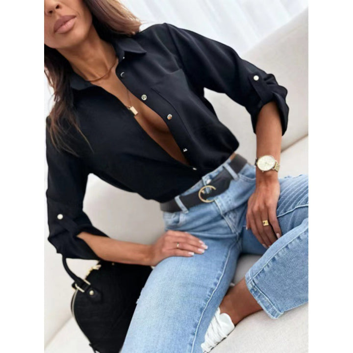 Kvinnors eleganta blus med knapprader och lång ärm Mirla-Eva Jonsson