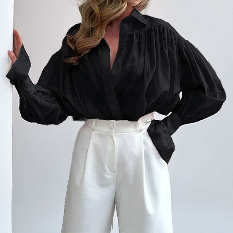 Kvinnors eleganta blus med lös passform och ballongsformade ärmar Mirla-Eva Jonsson