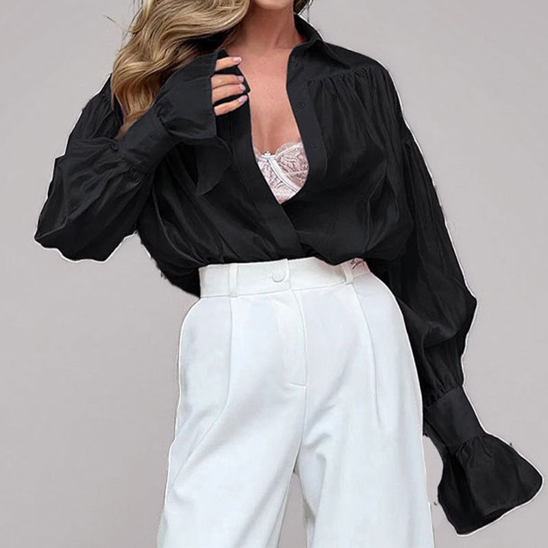 Kvinnors eleganta blus med lös passform och ballongsformade ärmar Mirla-Eva Jonsson