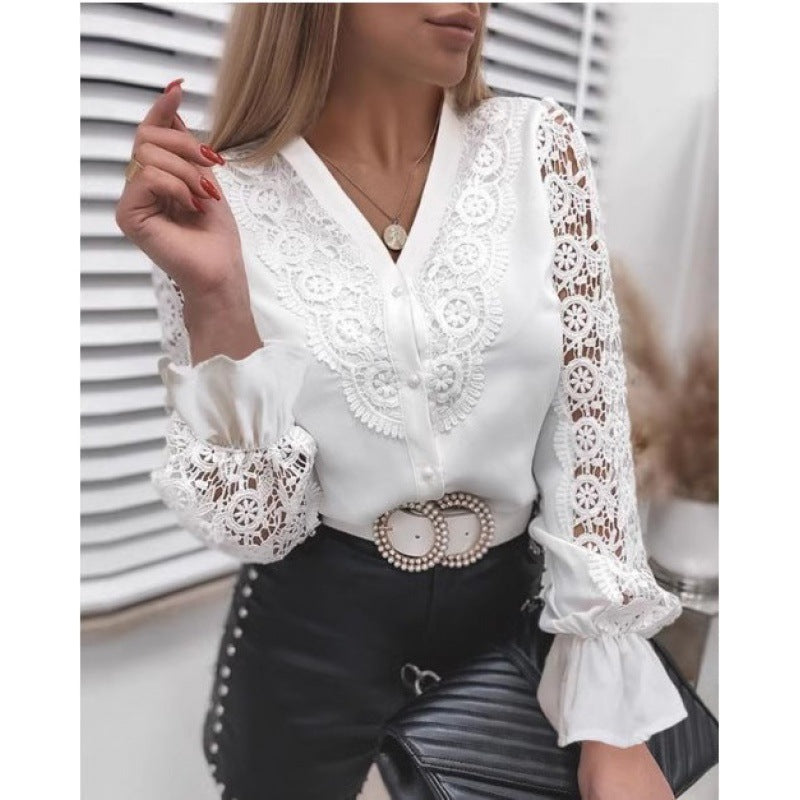 Kvinnors eleganta blus med volangdetaljer Mirla-Eva Jonsson