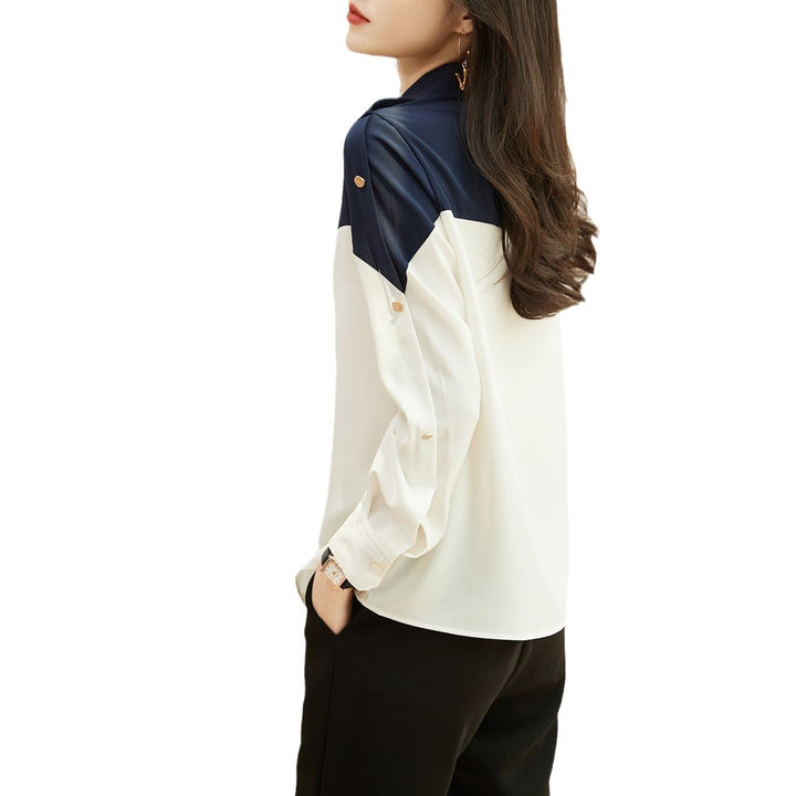 Kvinnors eleganta blus skjorta med färgblockdesign Mirla-Eva Jonsson