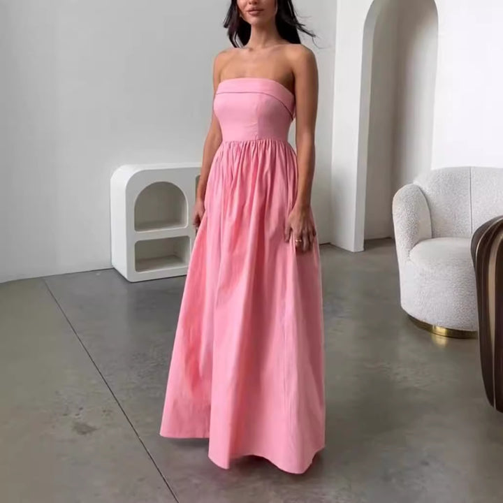 Kvinnors eleganta bustier maxiklänning med flödande kjol-Eva Jonsson