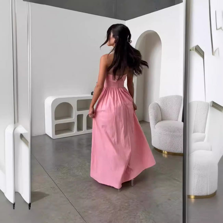 Kvinnors eleganta bustier maxiklänning med flödande kjol-Eva Jonsson
