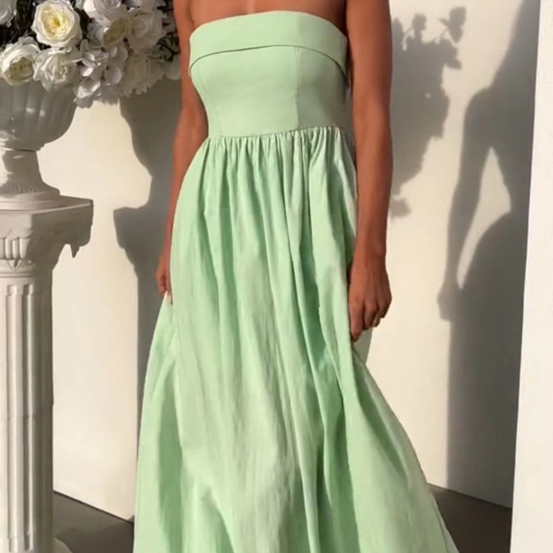Kvinnors eleganta bustier maxiklänning med flödande kjol-Eva Jonsson