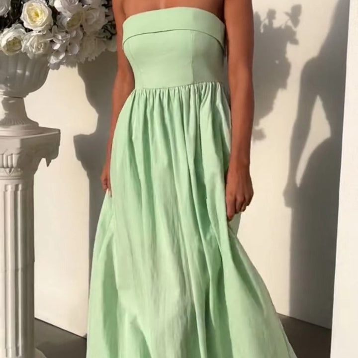 Kvinnors eleganta bustier maxiklänning med flödande kjol-Eva Jonsson