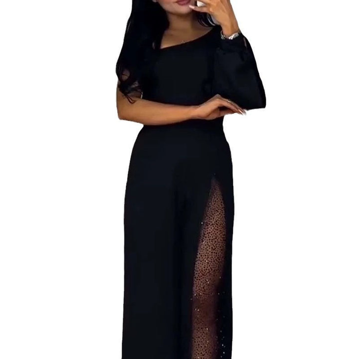Kvinnors eleganta byxdress med spännande transparenta detaljer Mirla-Eva Jonsson