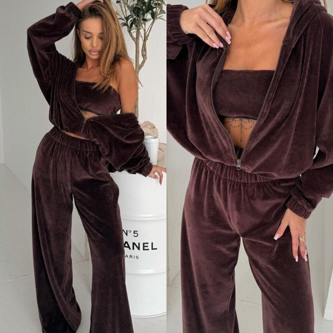 Kvinnors eleganta fleece loungewear-set med lös topp och bekväma byxor Mirla-Eva Jonsson