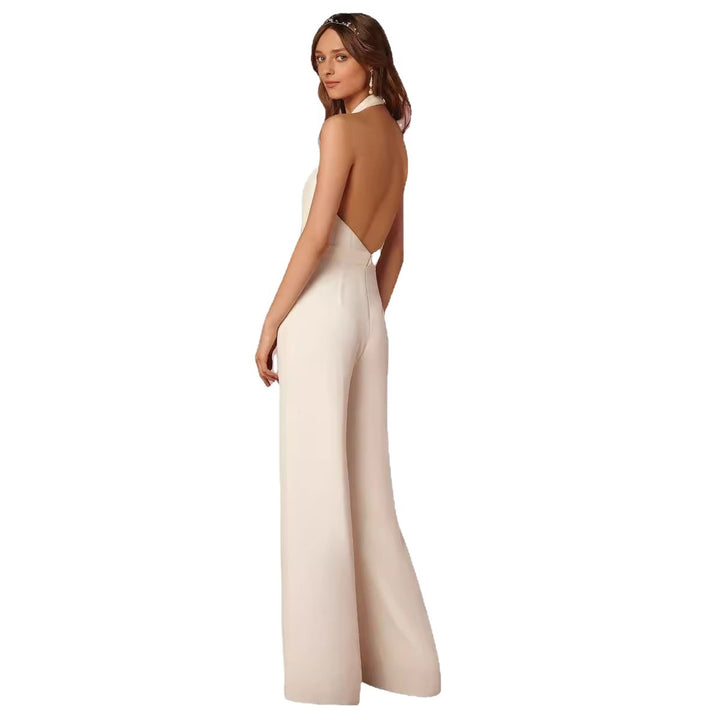 Kvinnors eleganta jumpsuit med djup V-ringning och vid ben siluett Mirla-Eva Jonsson