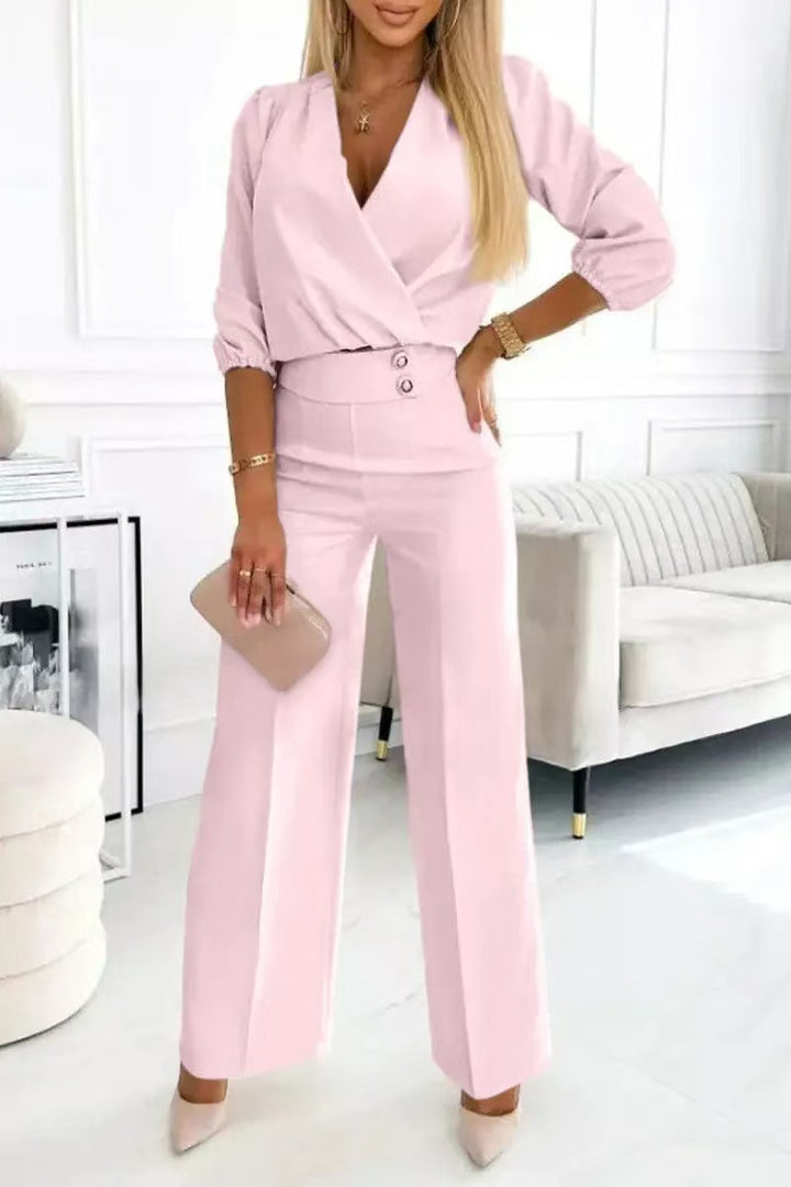 Kvinnors eleganta jumpsuit med omslagstopp och hög midja ben Mirla-Eva Jonsson
