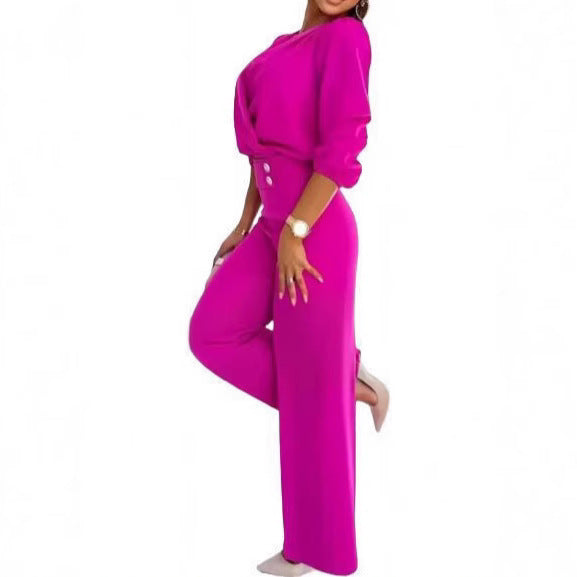 Kvinnors eleganta jumpsuit med omslagstopp och hög midja ben Mirla-Eva Jonsson