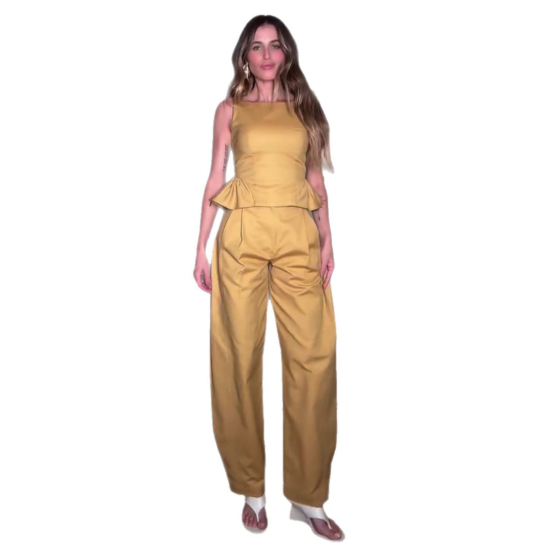 Kvinnors eleganta jumpsuit med peplumdetalj och vida ben Mirla-Eva Jonsson