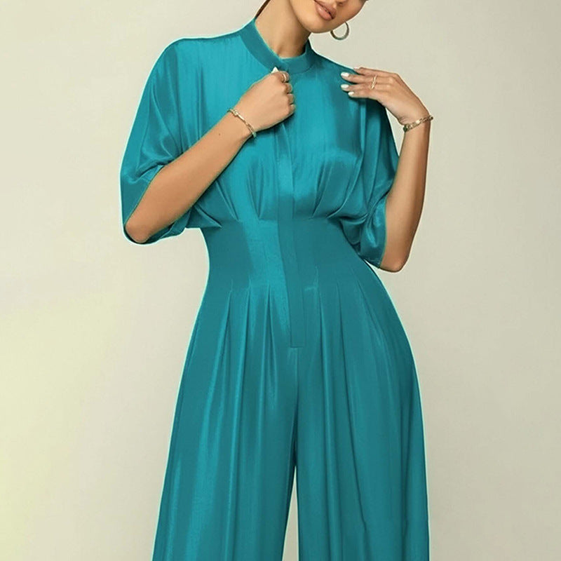 Kvinnors eleganta jumpsuit med vida ben och krage Mirla-Eva Jonsson