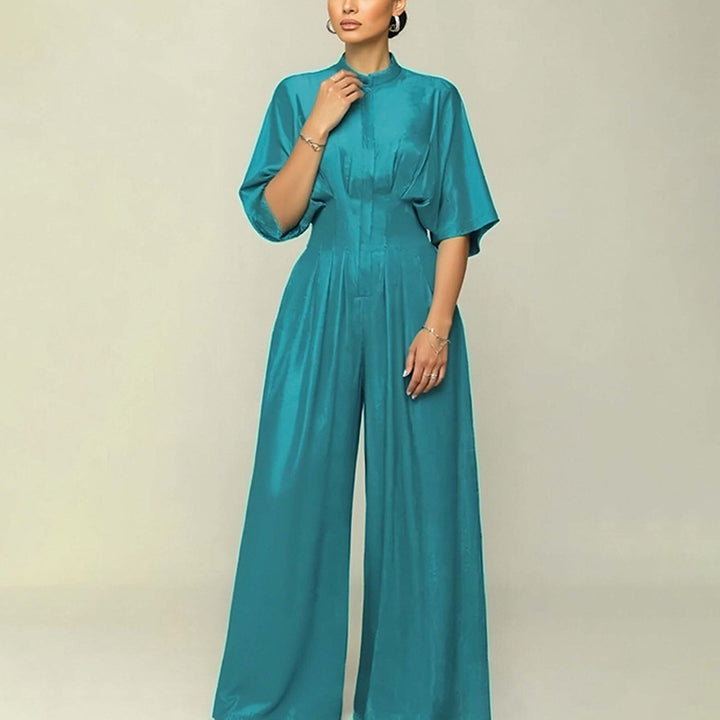 Kvinnors eleganta jumpsuit med vida ben och krage Mirla-Eva Jonsson