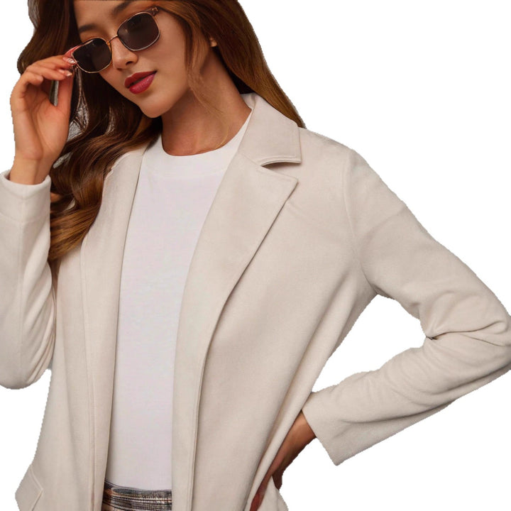 Kvinnors eleganta lång blazer gjord av mockaimitation Mirla-Eva Jonsson