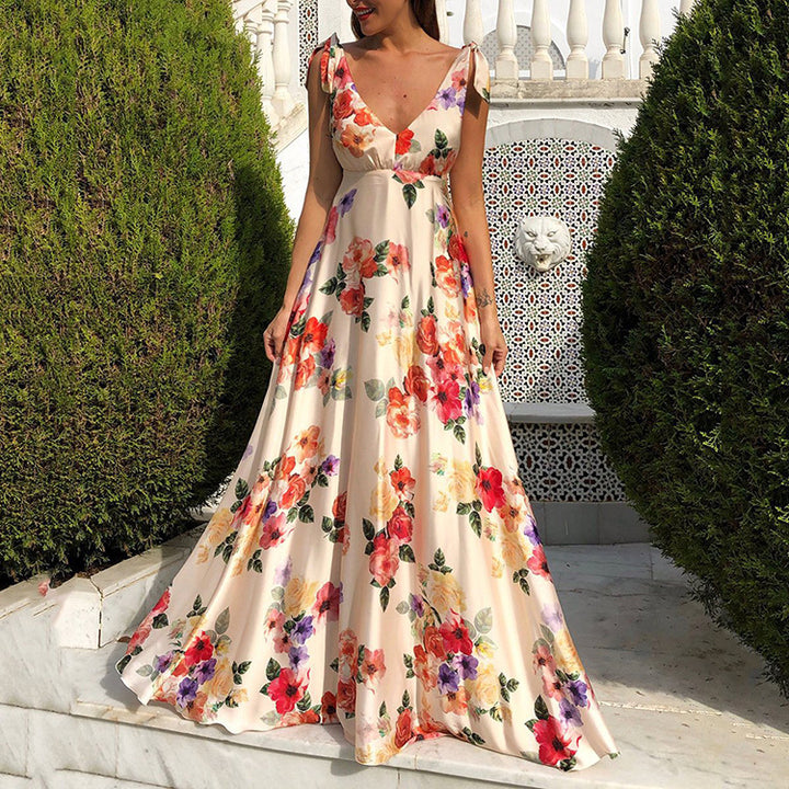 Kvinnors eleganta maxikjol med blommönster och sido-slits-Eva Jonsson