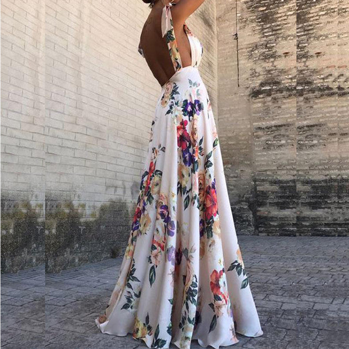 Kvinnors eleganta maxikjol med blommönster och sido-slits-Eva Jonsson