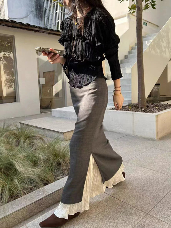 Kvinnors eleganta maxikjol med sidoklyftor och lagerlook Mirla-Eva Jonsson