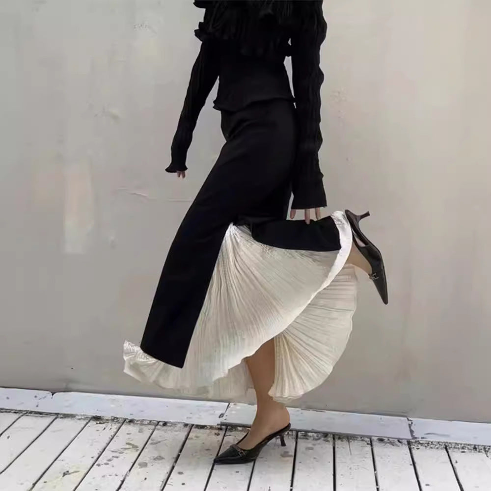 Kvinnors eleganta maxikjol med sidoklyftor och lagerlook Mirla-Eva Jonsson