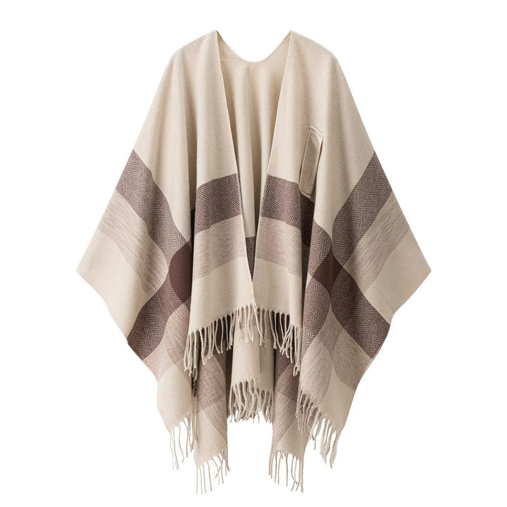 Kvinnors eleganta och mysiga poncho med modernt mönster Mirla-Eva Jonsson