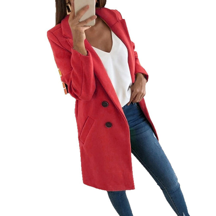 Kvinnors eleganta och varma långa blazer med dubbel knappslå Mirla-Eva Jonsson