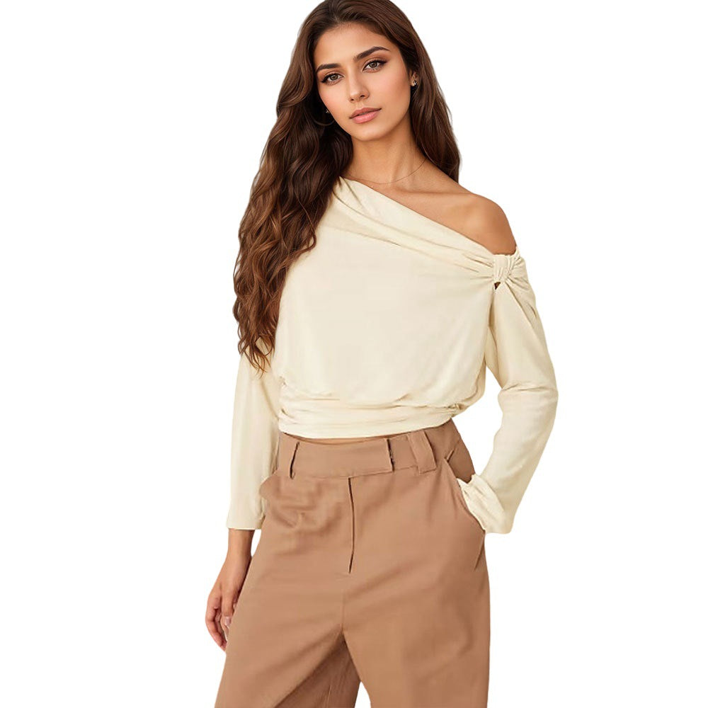 Kvinnors eleganta off-shoulder topp med draperad design och ruching Mirla-Eva Jonsson