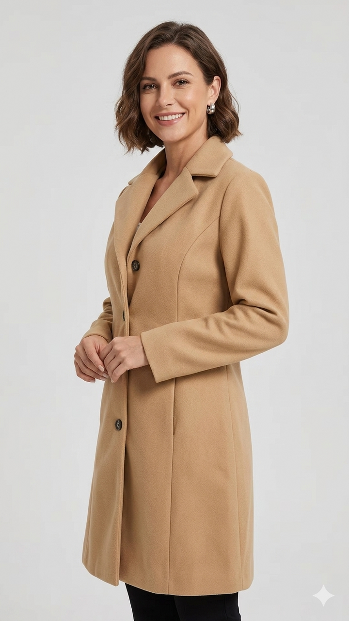 Kvinnors eleganta övergångsjacka med modern krage och knäppning Mirla-Eva Jonsson