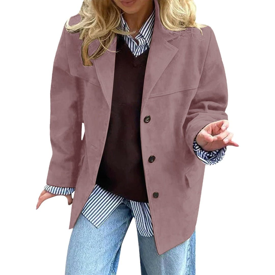 Kvinnors eleganta oversized blazer gjord av mockaimitation Mirla-Eva Jonsson