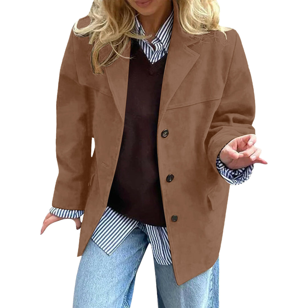 Kvinnors eleganta oversized blazer gjord av mockaimitation Mirla-Eva Jonsson