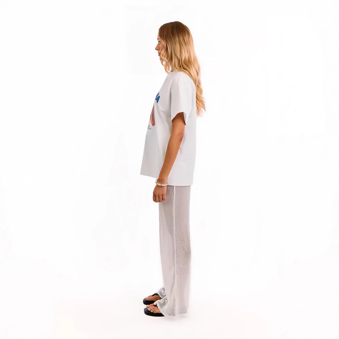 Kvinnors eleganta paljettbyxor med transparent chiffon och vid skärning Mirla-Eva Jonsson