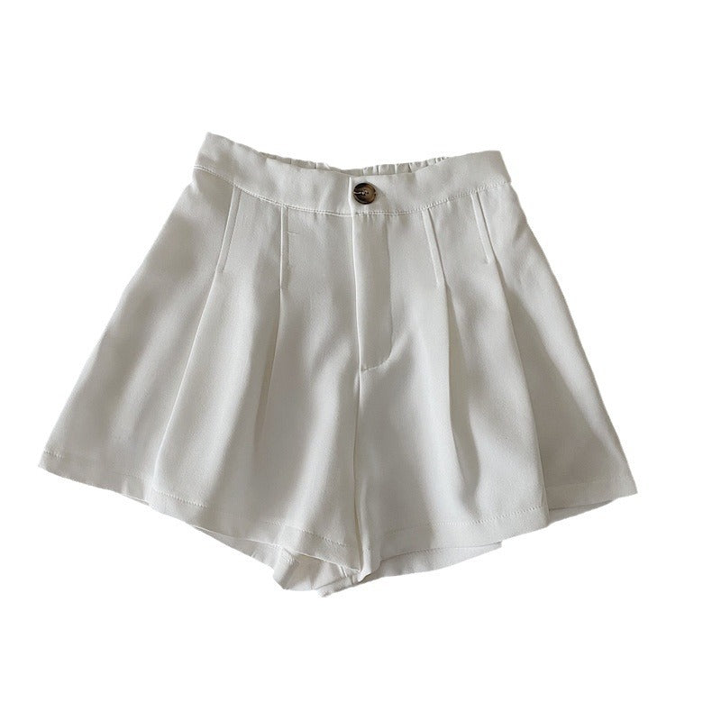 Kvinnors eleganta shorts med veck och knappdetalj-Eva Jonsson