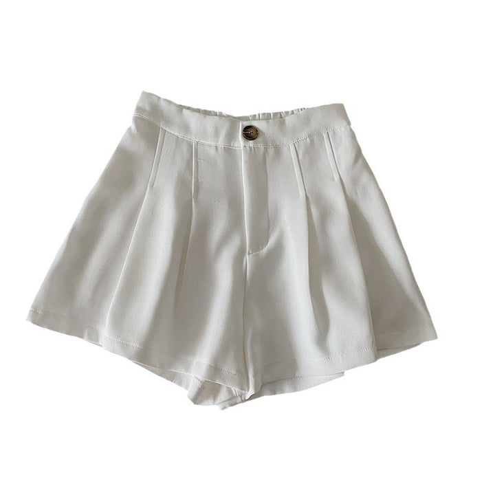 Kvinnors eleganta shorts med veck och knappdetalj-Eva Jonsson