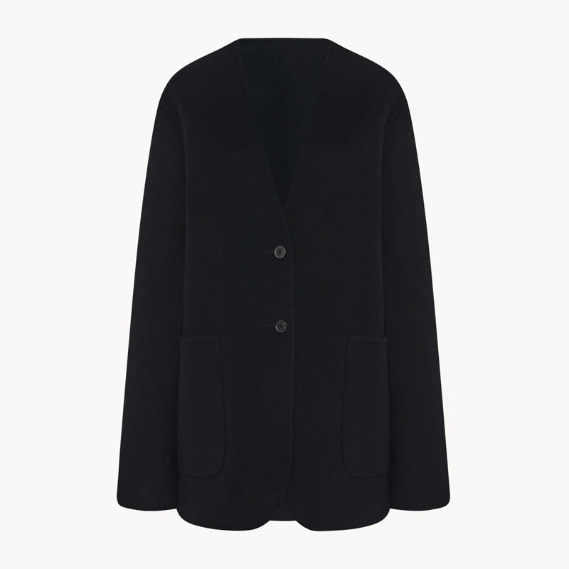 Kvinnors eleganta stickade blazer med stora slag och praktiska fickor Mirla-Eva Jonsson