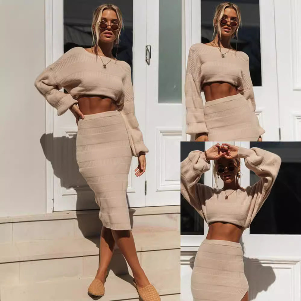 Kvinnors eleganta tvådelade set med bred kort topp och figurnära kjol Mirla-Eva Jonsson