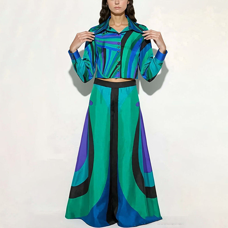 Kvinnors eleganta tvådelade set med crop top och maxikjolar Mirla-Eva Jonsson