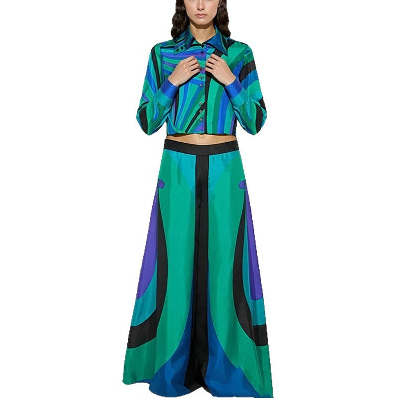 Kvinnors eleganta tvådelade set med crop top och maxikjolar Mirla-Eva Jonsson