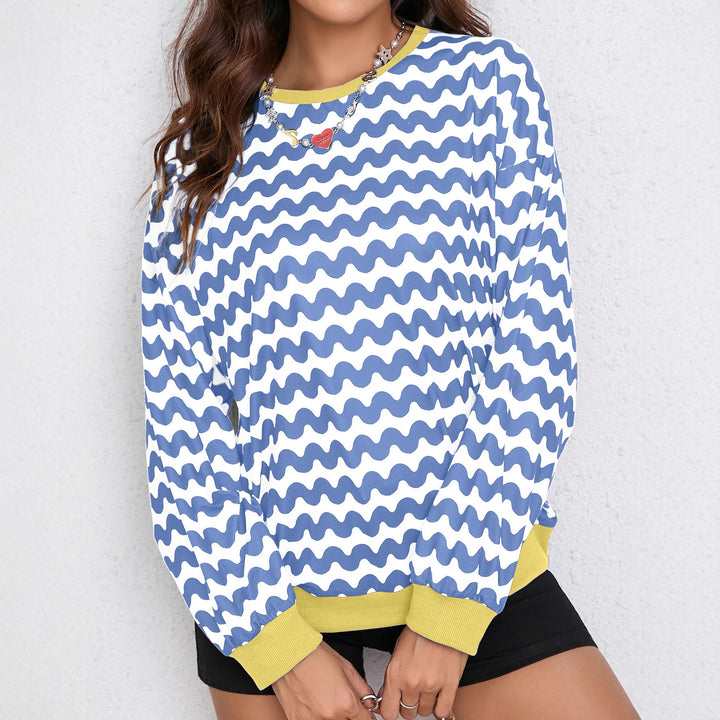 Kvinnors färgglada sweatshirt med vågmönster och sportig skärning Mirla-Eva Jonsson